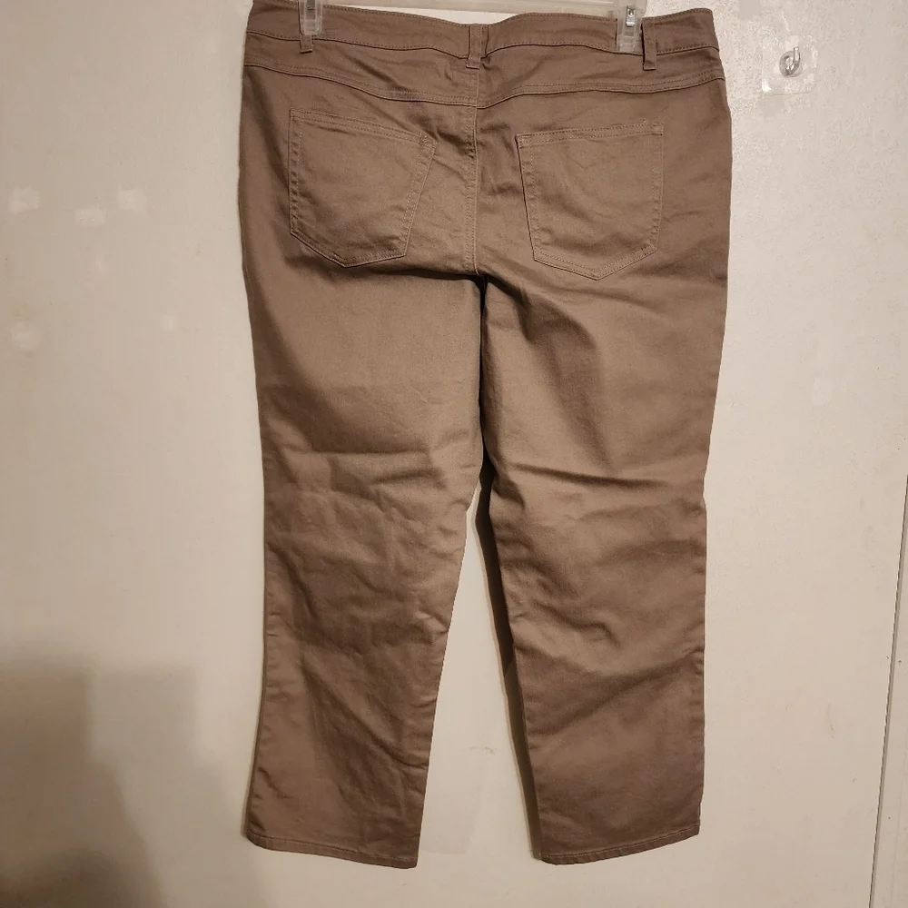 Woman Within Tan Straight Leg Pants Size 18 Petite, Inseam 27